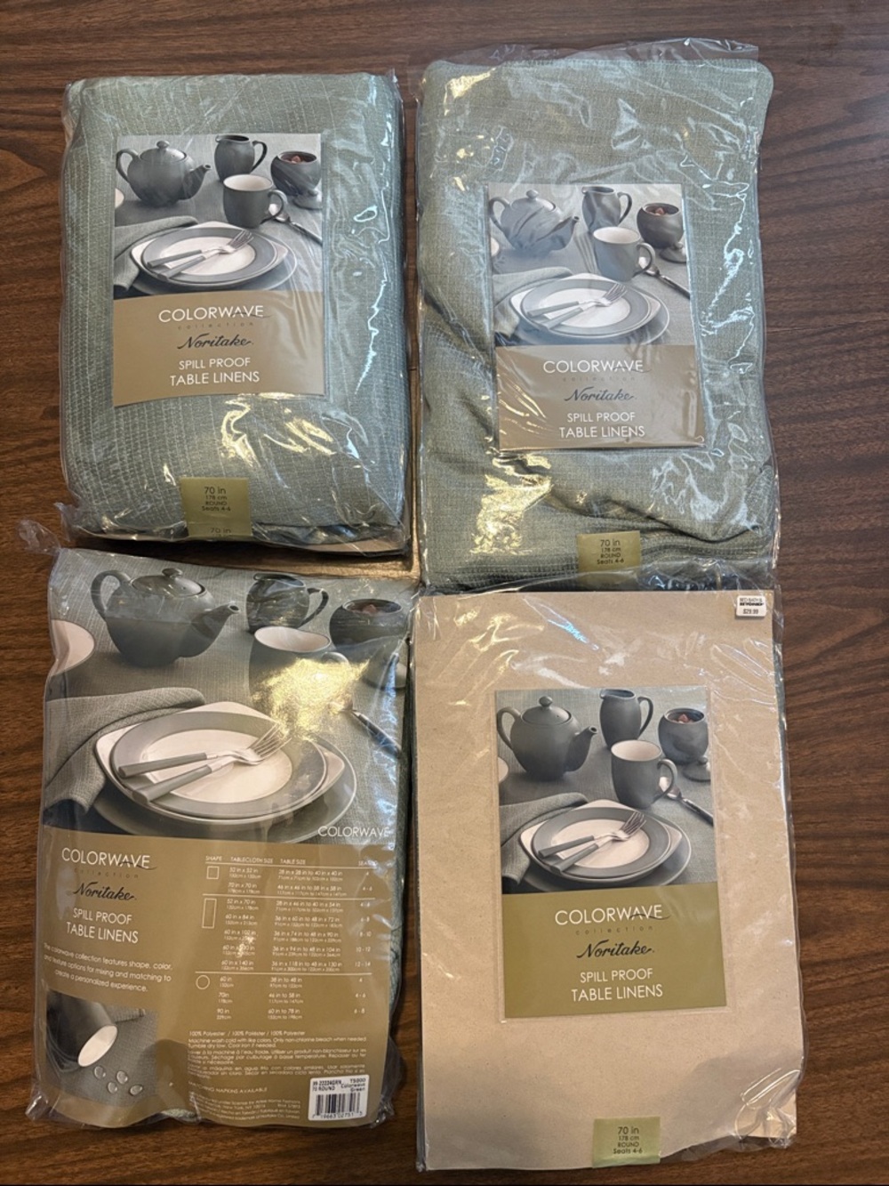 4 Noritake Spill Proof Table Linens 70” Round